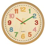 Foxtop Silent Non-Ticking Decorative Colorful Kids Wall Clock Easy to Read for Classroom, Kids Room, School, Playroom, Nursery Room (3D Number, 30 cm)