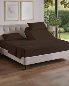 Flex Top Split Head King 4 Piece Sheet Set - Comfy Breathable & Cooling Bed Sheets Set - Hotel Luxury Bedding for Women, Men, Kids, Teens, Boys & Girls - Deep Pockets, Ultra-Soft - Oeko-Tex - Brown