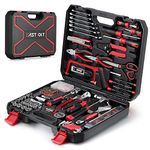 Eastvolt 218-Piece Household Tool Kit, Auto Repair Tool Set, Tool Kits for Homeowner, Plier, Screwdriver Set, Socket Kit and Toolbox Storage Case,Black + Red