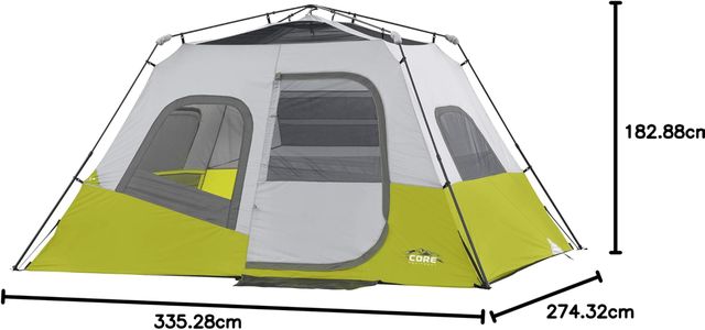 CORE 6-Person Instant Cabin Tent – Large Pop Up, 60s Setup, Organizer