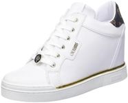 GUESS Women's Faster Sneaker, White, 8