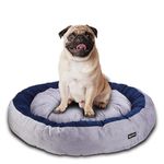 amazon basics Premium Reversible Super Soft Velvet Round Cat Dog Pet Bed (Diameter 61 Cms Height 15 Cms) (S), Small, Blue