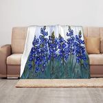 Blue Flowers Texas Bluebonnet Throw Blanket Cozy Warm Fluffy Blankets Soft Flannel Blankets Gift, Home Bedding Living Room Couch Sofa Bed for All Seasons Blanket 40"x50"