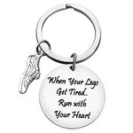 Funny Fitness Gym Gift Runners Gift Keychain Trainer Jewelry Gym Workout Gift Inspirational Gift When Your Legs Get Tired,Run with Your Heart Key Chain Stainless Steel Keyring Workout Jewelry