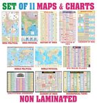 Complete set of UPSC Maps & Charts | set of 11 | India & World Map ( Both Political & Physical ) with Constitution of India, Constitutional Amendments, Indian History, Indian Economy, Geographical Terms, Geography of India, and UPSC Prelims Syllabus Chart | NON LAMINATED