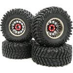 hobbysoul RC Adjustable 4 Offsets 2.2 Beadlock Wheels and Tyres, Champagne Black Rims and Height 5.0'' Tires Fit for RC Mud Crawler Trail Gen7 Gen8 Everest 10 / Axial Capra Wraith,(4-Pack, Assembled)