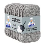 MR.SIGA Dual-sided Scrub Sponges, Dishwashing Sponges for Kitchen, 6 Pack