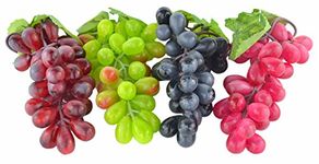 JEDFORE 4 Bunches of Artificial Black,Red, Green and Purple Grapes Fake Fruit Home House Kitchen Party Wedding Decoration Photography