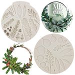 Sijiangmold Winter Foliage Flower Silicone Mold Pine Cone Branch Fondant Mold for Wedding Cake Decorating Cupcake Topper Candy Chocolate Gum Paste Polymer Clay Set of 2