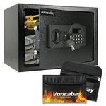 Voncabay Steel Money Safe Box for Home with Fireproof Money Bag for Cash Safe, Security Safe Box for Money Safe with Keys, Lock Box Fireproof Safe with Keypad Lock (Black)