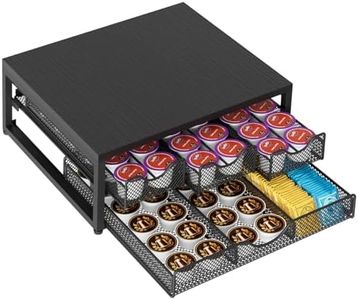Coffee Pod Holder For Counter, 3 Pull-Out 72 K-Cup Holder Drawer, Wooden Cafe Pods Storage Organizer with Sliding Drawers for Coffee Station, Home, Kitchen, Office, Dorm, Black