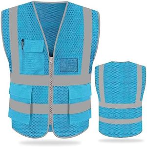 FEimaX High Visibility Safety Vest Mesh Reflective Work Vests for Men Women with Pockets and Zipper Meets ANSI/ISEA Standards