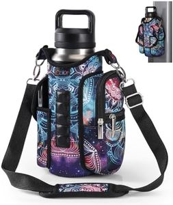 icolor Magnetic Water Bottle Holder Gym Bottle Carrier Bag with Phone Pockets & Gym Accessories Organizer for Men Women,5 Magnets Gym Phone Bag Pouch Sleeve with handle Shoulder Strap (Mandala)