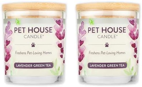 One Fur All Pet House Candle 2 Pack - Plant-Based/Soy - Clean Burning Scented, Long Lasting Pet Odor Candle for Home - Lavender Green Tea