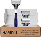 Harry's Razors for Men, 1 Handle (Chrome Edition) and 3 Razor Blade Refills with German Engineered 5-Blade Technology, Stocking Stuffer For Men