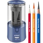 AFMAT - Long Point Electric Pencil Sharpener for 6-12mm Pencils, Colored Pencil Sharpener, Heavy Duty for Artists (Blue)