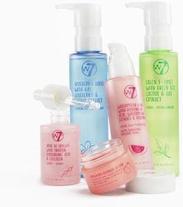 W7 Self Care Skincare Set | Face Cleanser, Toner, Serum, Moisturiser & Lip Mask | Complete Daily Face Routine | Full Size, Long Lasting Products to Use at Home