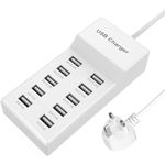 USB Charger Station, 10 Port USB Charger USB Hub Charger 40W Multi-port USB Fast Charging Station Compatible with iPhone 12/13/14/15/16/Samsung S22/S23/S24/Z Flod/Z Flip/iPad/Xiaomi/Oppo/OnePlus.