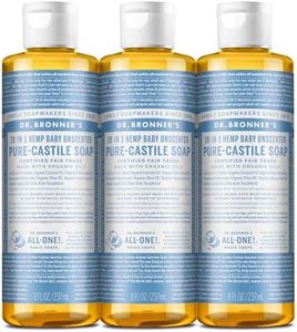 Dr. Bronner’s - Pure Castile Liquid Soap 3 Pack - Organic Oils - Vegan Gentle Skin Care - Baby Unscented - (3x237ml)