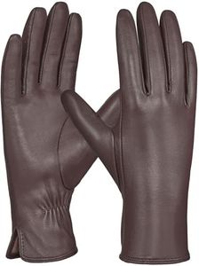GSG Chrome-free Leather Gloves for Women,Touch Screen Sheepskin Winter Warm Driving Dress Gloves Cashmere Lined for cold weather stone L