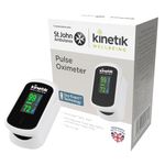 Kinetik Wellbeing Finger Pulse Oximeter - Heart Rate Monitor, Blood Oxygen Saturation Monitor for Adults & Kids, Accurate Oxy-Exact Alert - In Association with St John Ambulance