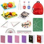 Zhanmai 17 Pcs Mini Stuff Mini School Supplies Doll School Supplies Miniature Doll House Accessories Mini School Supplies for Dolls Miniature Food Set Hamburger Fries Juice Fast Food Set Pretend Play