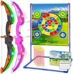 VATOS 2 Pack Bow and Arrow Toy, Light Up Archery Toy for Kids with Standing Target & 20 Arrows, Indoor & Outdoor Activity Toys Birthday Gifts for 3 4 5 6 7 8 Year Old Kids Boys Girls