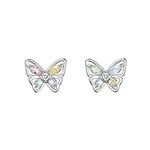 Miancheng 925 Sterling Silver Colorful Zircon Mini Butterfly Stud Kids Earrings for Girls，Teenage Girls，Baby Girls，Children