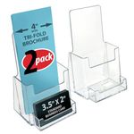 Azar Displays 252922-2PK Counter Trifold Brochure Holder with Business Card Pocket, 2-Pack, Clear