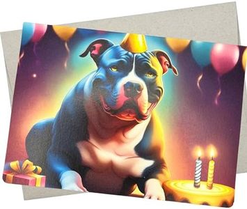Whitman and Daughter Pitbull Birthday Card, Happy Birthday Dog Card (1 Premium Quality Folded Card, Blank Inside, 5X7 Inches) - 431