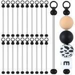 Hicarer 20 Pcs Beadable Keychain Bars Blanks Bulk Key Chain Making Supplies Beadable Metal Bar Links for Jewelry Making Keychain Bars Accessories for DIY Projects Pendant Charms (Black)