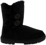 Holly Womens Twin Button Waterproof Winter Snow Boots, Black, 6