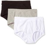 Warner's Women's Blissful Benefits No Muffin Top 3 Pack Brief Panty, White/Black/Light Gray Heather, S (Pack of 3)