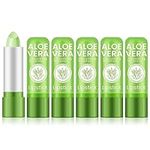 Ownest 5 Packs Aloe Vera Lipstick, Long Lasting Nutritious Soothing Lip Balm, Lips Moisturizing Magic Temperature Color Change Lipstick, Lip Care