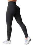 VOYJOY Women Seamless Impact Leggings Scrunch Workout Leggings Medium Waist Tummy Control Butt Lifting Gym Yoga Pants, Black, X-Large