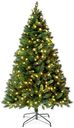 VeryMerry 5FT 'Snowhill' Pre Lit Christmas Tree with 200 Built-In Warm White LED Lights with Auto-Off Timer, 8 Lighting Modes and Foldable Metal Stand