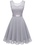 BeryLove Women's Short Floral Lace Bridesmaid A-line Part Dress BLP7005GreyXL