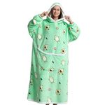 Queenshin Avocado Wearable Blanket, Extra Long Oversized Sherpa Comfy Blanket Robe for Adults Women Men, Warm Cozy Animal Hooded Body Blanket