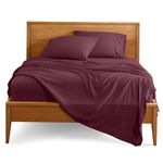 Bare Home Queen Sheet Set - 1800 Ultra-Soft Microfiber Queen Bed Sheets - Double Brushed - Queen Sheets Set - Deep Pocket - Bedding Sheets & Pillowcases (Queen, Burgundy)