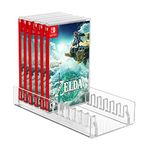 CaSZLUTION Acrylic Game Storage Organizer Stand Compatible with Nintendo Switch Game Card Case, Upgraded Switch Game Display Holder Fits up to 12 Games Box - Clear