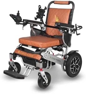 Culver Mobility Wolf Electric Wheelchair for Adults, All Terrain Lightweight Foldable Wheelchairs XL ,Power Motorized Electric Wheel Chair, Comfortable Remote Control Mobility Aid (Brown Leather)
