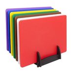 BAKI Professional Plastic Cutting Board Set 7 Pieces Colour Coded 450mm x 300mm with and Without Rack (with Rack)