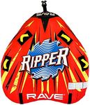 RAVE Sports 02918-RV-SMU Ripper 2 Rider Nylon Inflatable Towable Float with Foam Handles, Neoprene Knuckle Guards and Quick Connect Tow Points, Red