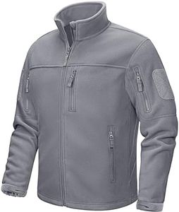 CRYSULLY Mens Tactical Jackets Coat Fleece Warm Snowboard Military Jacket Light Grey