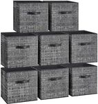 SONGMICS Storage Cubes, 13-Inch Non-Woven Fabric Bins with Double Handles, Set of 8, Closet Organizers for Shelves, Foldable, for Clothes, Ink Black UROB833B01