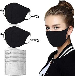 Dust Mask, Amazer Tec Activated Carbon Dustproof Mask, 2 pcs Cotton mask with 4 Extra Carbon Filters