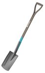 Gardena NatureLine Pointed Spade, Coated Garden Spade for Turning Over and Removing Soil, Safe Foot Rest, FSC-Certified Ashwoo D-Handle (17001-20),black, anthracite, turquoise