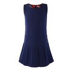 BIENZOE Girl's Stretchy Pleated Hem School Uniforms Jumper Navy 7