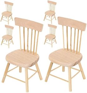 Parliky 6pcs Dollhouse Chair Miniature Dollhouse Mini Furniture Mini Bookcase Dollhouse Wooden Chairs Dollhouse Armchair 1/12 Chairs Mini House Wood Chair Simulation Mini Chair Counter