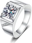 Epinki Promise Rings Men 925 Sterling Silver Simple Polished 6.5mm Cubic Zirconia Rings Jewelry Size 11